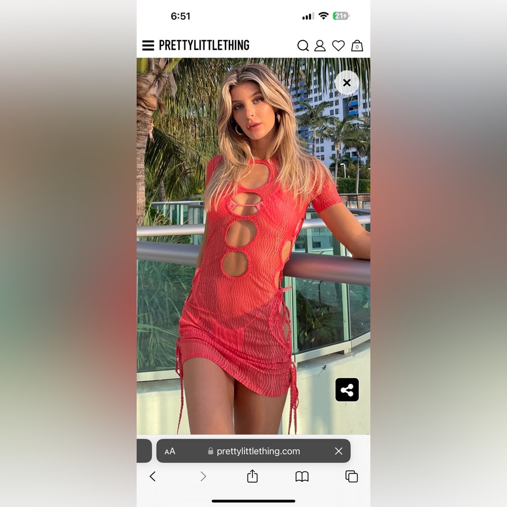 Prettylittlething cover up cut out dress